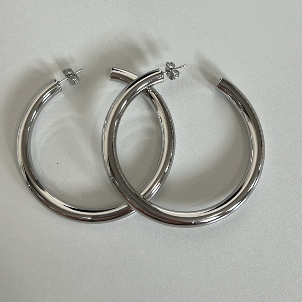 NWT Silver Tone Bohemian Big Hoops